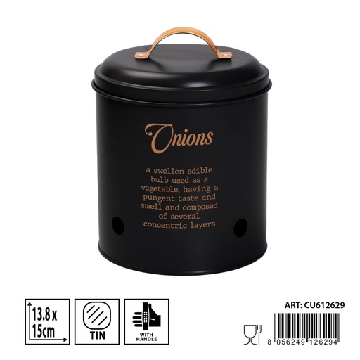 [0235786] Bote para cebolla negro 13,8x15 cm - Tarro organizador