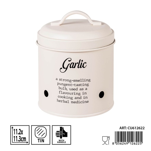 [0235779] Bote para ajo blanco 11,2x11,3 cm - Tarro organizador