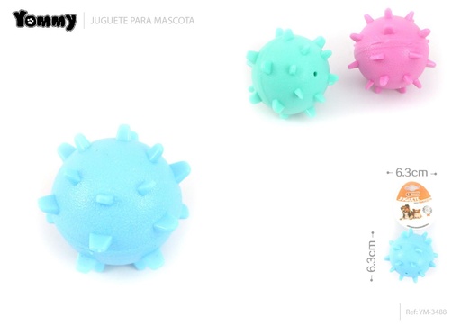 [YM3488] Juguete de goma en forma de pelota achatada 6.3x6.3 cm - Accesorios para mascotas