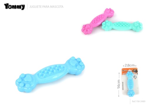 [YM3489] Juguete de goma con huellas en forma de hueso 14x2.8 cm - Accesorios para mascotas