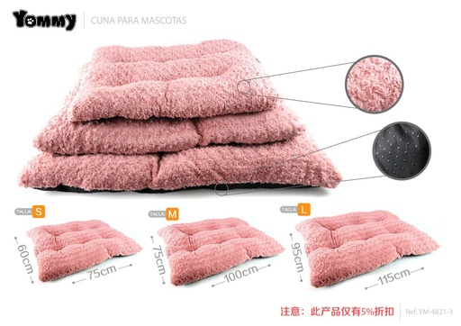 [YM4821-3] Colchoneta para perro de terciopelo rosa 3 piezas - Camas y descanso para mascotas