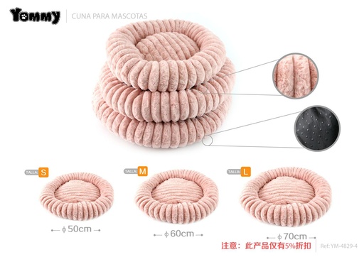 [YM4829-4] Cuna redonda de pelaje de conejo color carne 3 piezas - Camas elegantes para mascotas