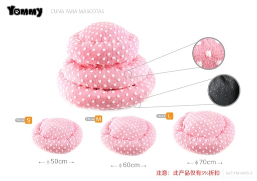[YM4845-3] Cuna redonda para mascota (juego de 3 piezas) color rosa carne - Accesorios para mascotas