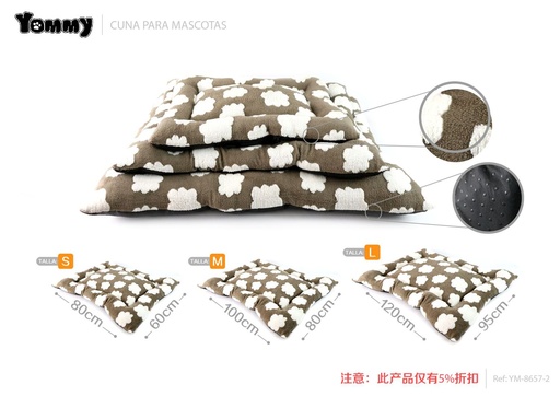 [YM8657-1] Colchoneta de mascota con estampado de nubes gris 3 piezas - Accesorios de lujo para mascotas