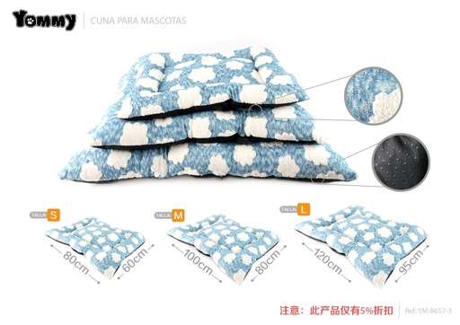 [YM8657-3] Colchoneta de mascota de terciopelo azul - Productos para mascotas, 3 piezas
