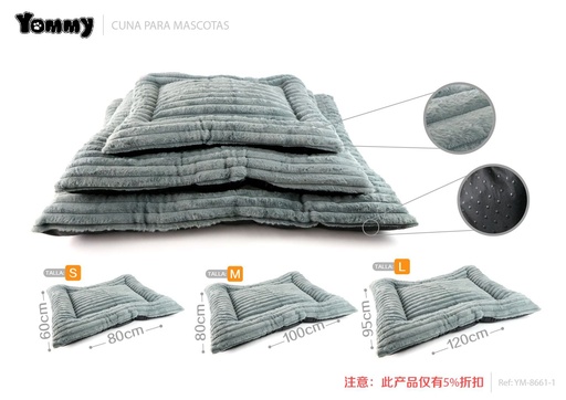 [YM8661-1] Colchoneta de perro de pelaje de conejo gris 3 piezas - Decoraciones para la comodidad de mascotas