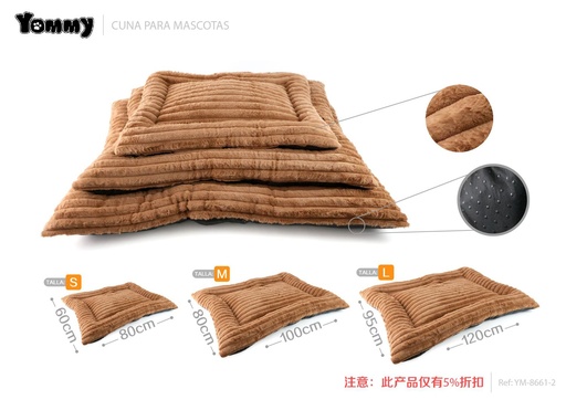 [YM8661-2] Colchoneta de perro de pelaje de conejo marrón 3 piezas - Accesorios elegantes para descanso