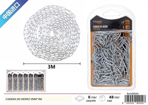 [02944] Cadena de hierro 2mm x 3m - Ferretería y construcción