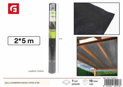 [201764017] Malla sombrero negra tupida 2x5 m - Protección y sombra para tus plantas
