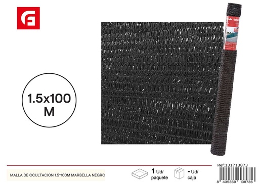 [131713873] Malla de ocultación 1.5*100 m Marbella negra - Accesorios de jardín