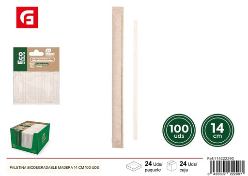 [114222290] Pincel biodegradable de madera 14 cm - Utensilios ecológicos y de limpieza