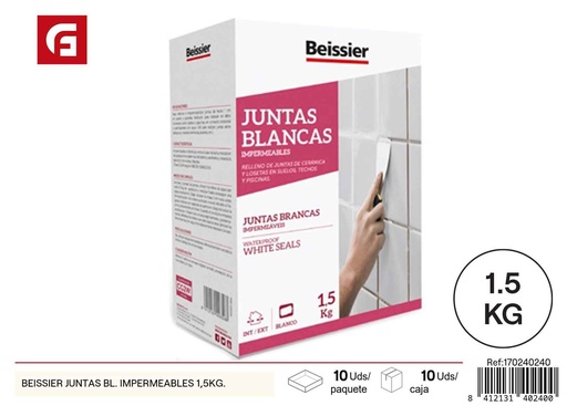 [170240240] Beissier juntas blancas impermeables 1.5 kg - Solución para juntas