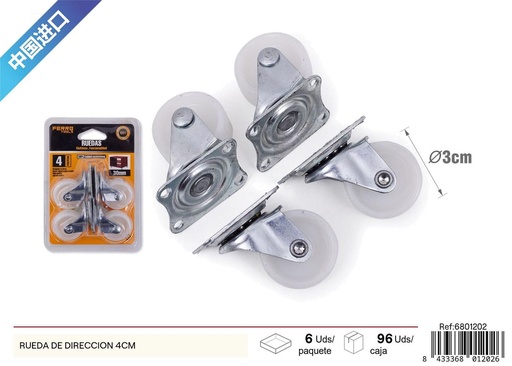 [6801202] Rueda de dirección 4cm - Ruedas y accesorios para muebles