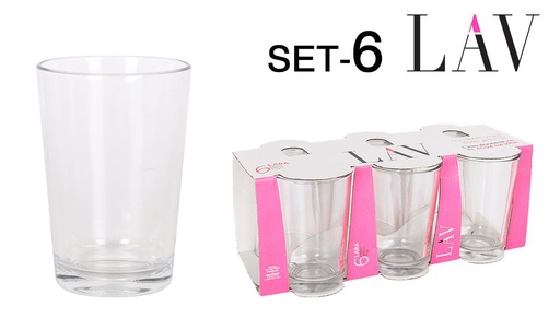 [A003304] Set de 6 vasos de agua Lara 205 cc - Vasos de vidrio