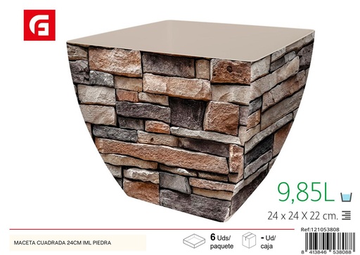 [121053808] Maceta cuadrada IML piedra 24 cm - Jardinería y decoración del hogar