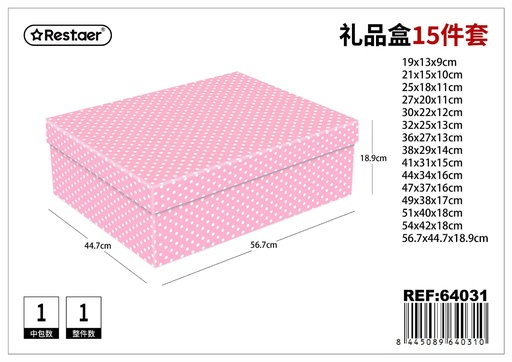 [64031] Set de cajas de cartón de 15 piezas 56.7x44.7x18.9 cm - Embalaje y regalos