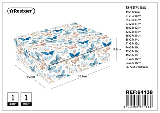 [64138] Caja de cartón 15 piezas 56.7x44.7x18.9 cm - Kit de regalo de lujo
