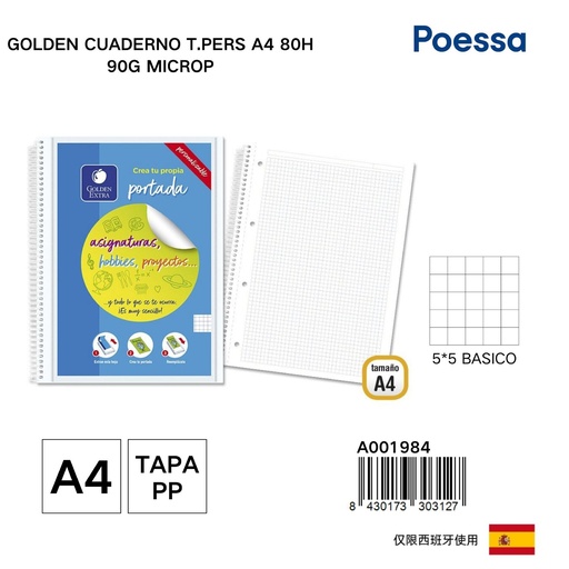 [A001984] Cuaderno T.P. Pers. A4 80 hojas 90g microp - Cuadernos escolares y de oficina