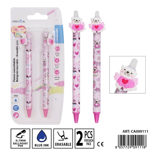 [0237081] Bolígrafo borrable 0.7mm 2 piezas - Utensilios de escritura