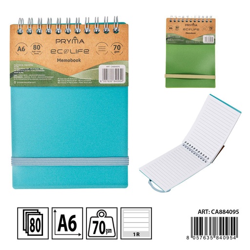 [0233815] Bloc de notas espiral con goma tapa RPP A6 80 páginas - Papelería básica