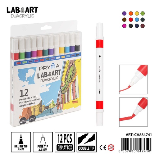 [0235102] Ratulado doble punta fina 12 piezas color agua - Material de arte