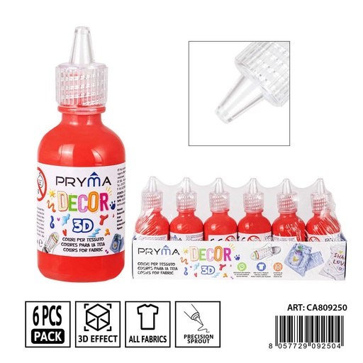 [0237645] Pintura 3D textil 30ml rojo - Pinturas y tintes