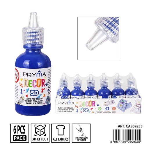 [0237648] Pintura 3D textil 30ml azul - Pinturas y tintes