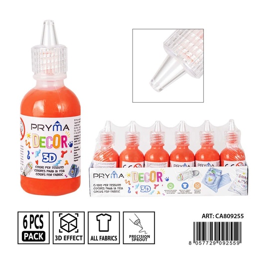 [0237650] Pintura 3D textil 30ml naranja - Pinturas y tintes