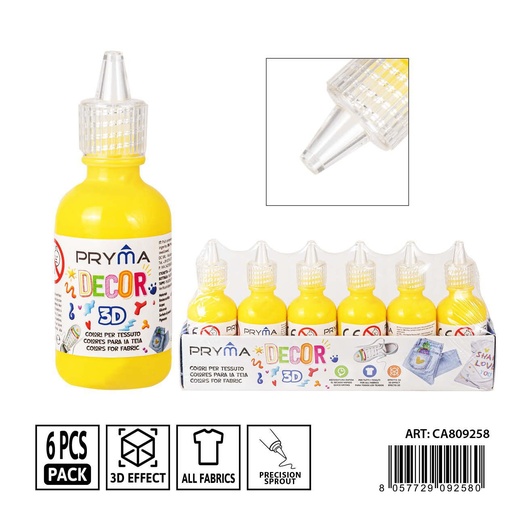 [0237653] Pintura 3D textil 30ml amarillo - Pinturas y tintes