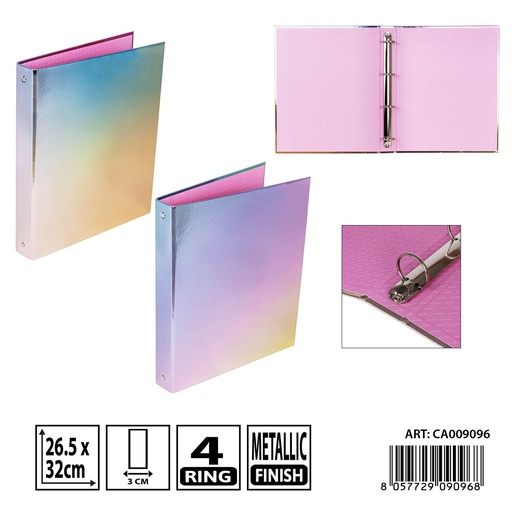 [0237235] Carpeta de 4 anillas macaron colores 26.5x32x4.5 cm - Organización y oficina