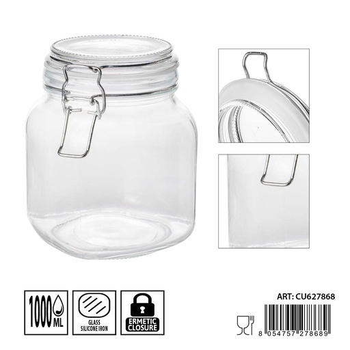 [0236173] Tarro de cristal hermético 11.5x15.5cm 1000ml - Almacenamiento