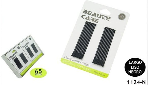 [8422608081069] Clip 6.5cm largo liso N 24/u 1124-N - Clips para cabello decorativos