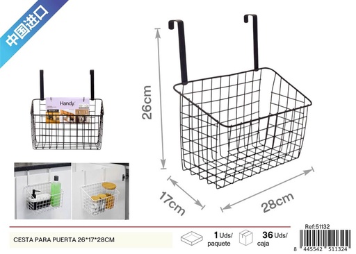 [51132] Cesta de almacenamiento para puerta negra 26x17x28 cm - Nuevos productos
