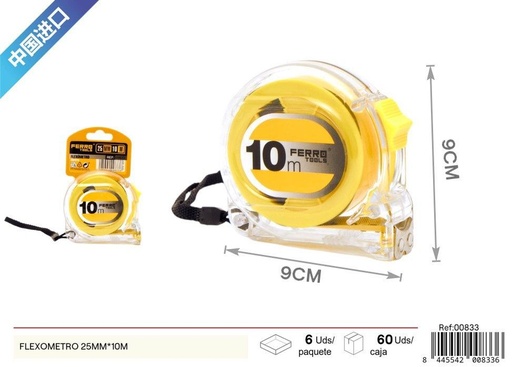 [00833] Flexómetro transparente con métrico 25mm*10m - Herramientas de medición y ferretería