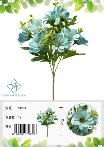 [631035蓝] Ramo decorativo con 10 flores pequeñas, tipo montaña - Adornos florales