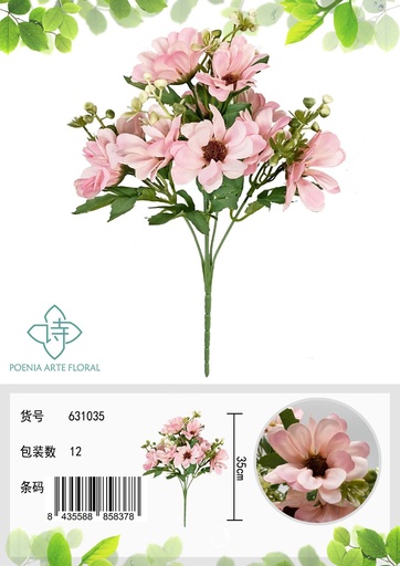 [631035粉] Ramo decorativo con 10 flores pequeñas, tipo montaña - Adornos florales