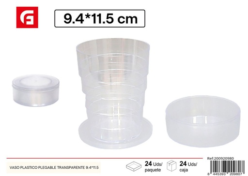 [200920980] Vaso plástico plegable transparente 9.4x11.5 cm - Vaso para niños y utensilios de fiesta