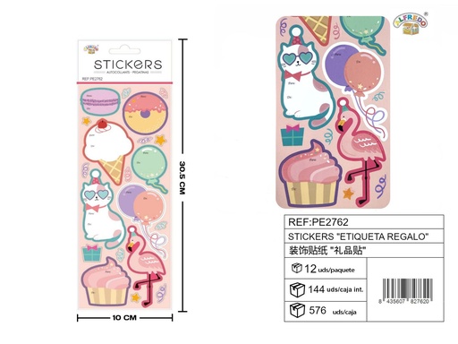 [PE2762] Stickes "Etiqueta regalo" 10x30.5 cm - Pegatinas para envolver regalos