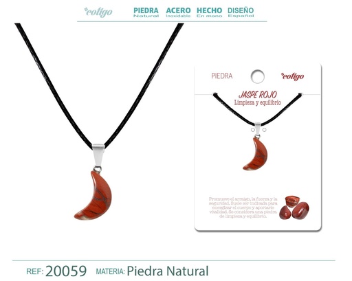 [20059] Colgante luna de jade rojo - Accesorios de moda