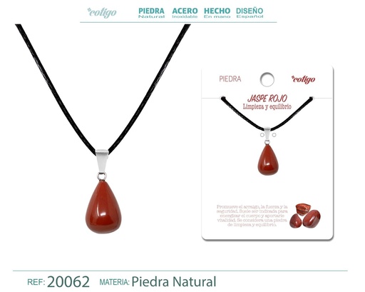 [20062] Colgante gotita redonda de jade rojo - Accesorios de moda