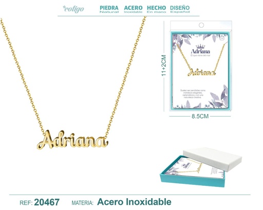 [20467] Collar personalizado nombre Adriana en acero dorado - Joyería y accesorios