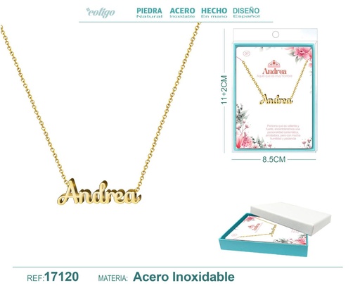 [17120] Collar personalizado nombre Andrea en acero dorado - Joyería y accesorios