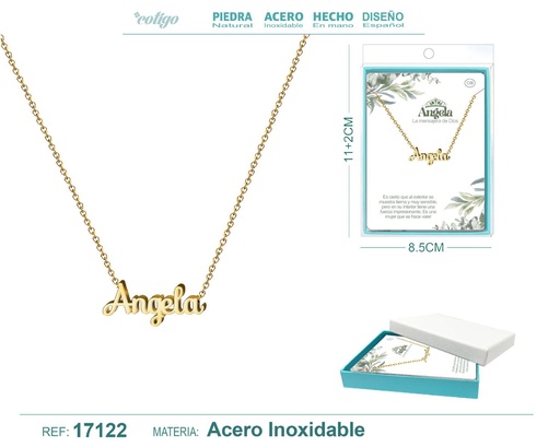 [17122] Collar personalizado nombre Angela en acero dorado - Joyería y accesorios