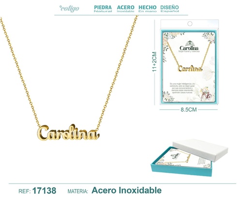 [17138] Collar personalizado nombre Carolina en acero dorado - Joyería y accesorios