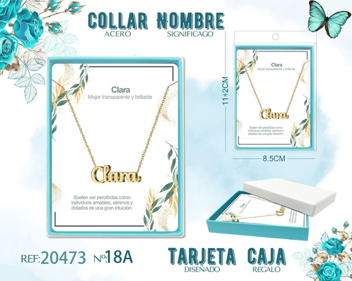 [20473] Collar personalizado nombre Clara en acero dorado - Joyería y accesorios