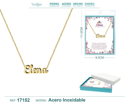 [17152] Collar personalizado nombre Elena en acero dorado - Joyería y accesorios