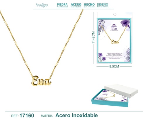 [17160] Collar personalizado nombre Eva en acero dorado - Joyería y accesorios
