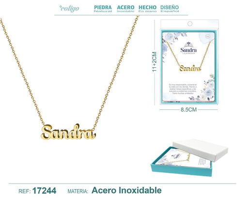 [17244] Collar personalizado nombre Sandra en acero dorado - Joyería y accesorios