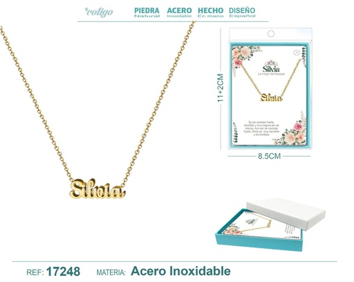 [17248] Collar personalizado nombre Silvia en acero dorado - Joyería y accesorios