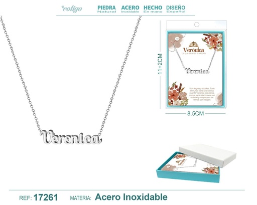 [17261] Collar personalizado nombre Verónica en acero plateado - Joyería y accesorios
